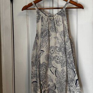 Gap Floral Tank - Off-White with Blue (M)